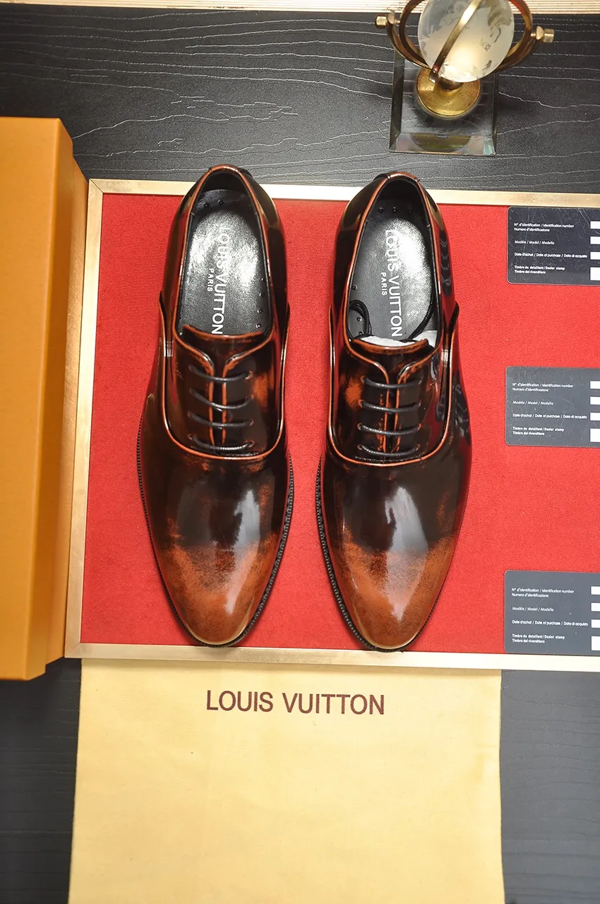 Men's shoes💰460💶【LOUIS VUITTON】(sheepskin lining) new cowhide LV formal shoes🎩🎩❗️🆘made one to one at the counter🎩original quality, imported cowhide upper➕full sheepskin lining➕original rubber outsole, {high quality visible}👣Size: 38-45 (45 custom-made)